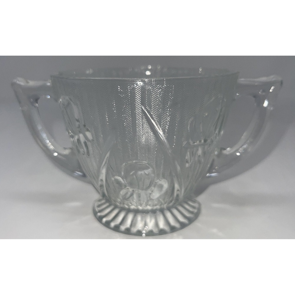 Vintage Jeanette Glass Iris & Herringbone Glass Replacement Sugar Base Clear